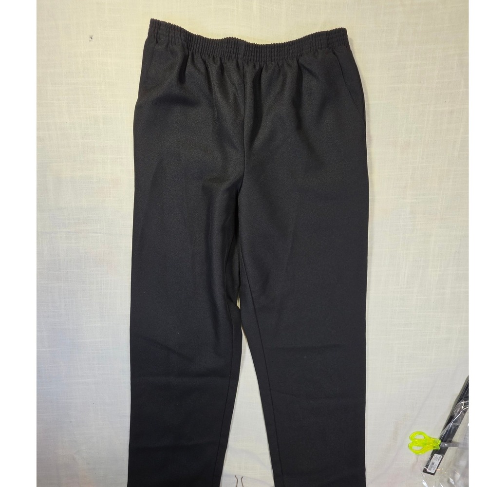 Alfred Dunner Mens Black Elastic Waist Pull On Straight Leg Pants Siz